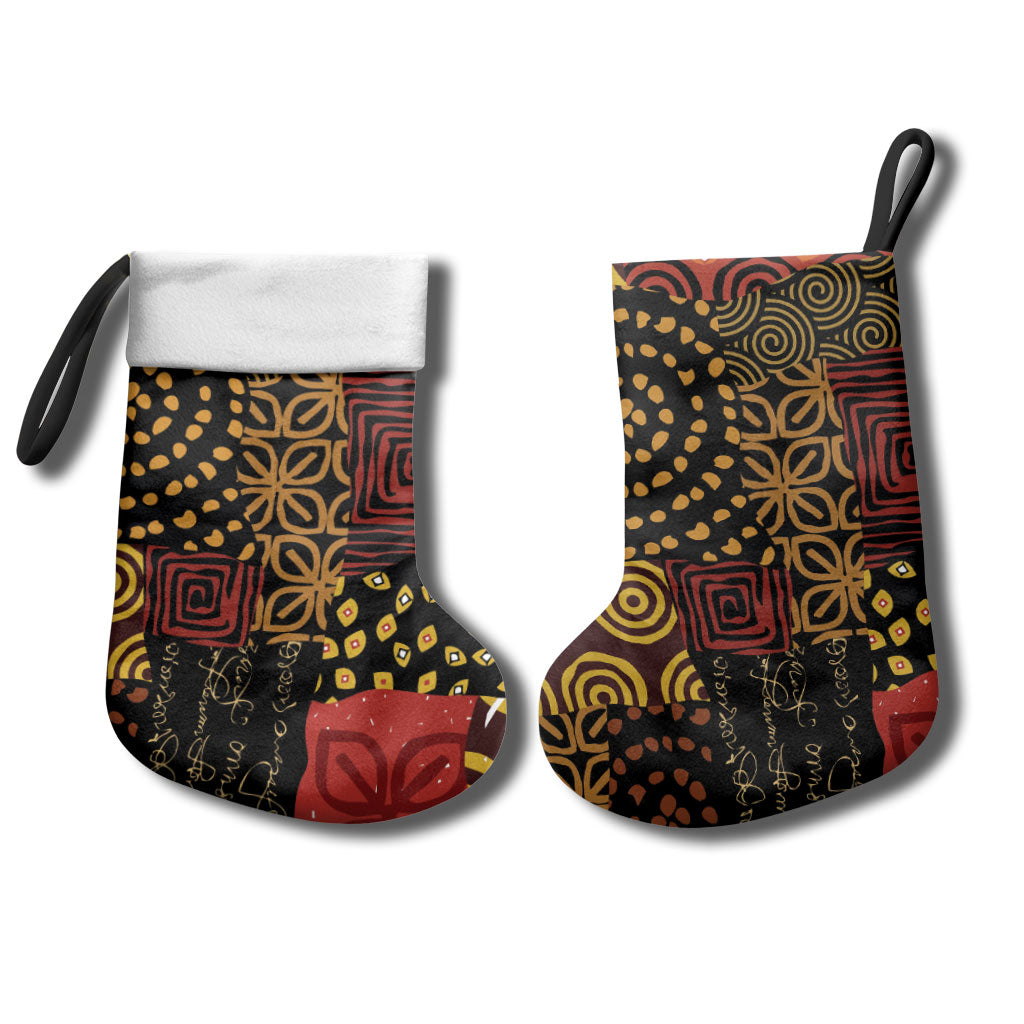 African American Quilt Inspired Christmas Stocking Earth Tone African Patchwork Motif