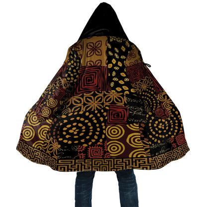 African American Quilt Inspired Cloak Earth Tone African Patchwork Motif