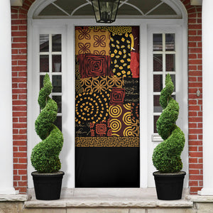 African American Quilt Inspired Door Cover Earth Tone African Patchwork Motif