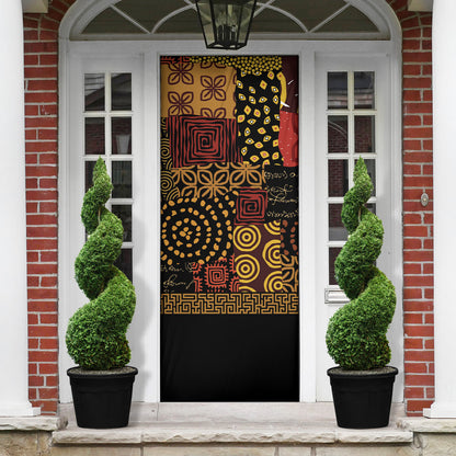 African American Quilt Inspired Door Cover Earth Tone African Patchwork Motif
