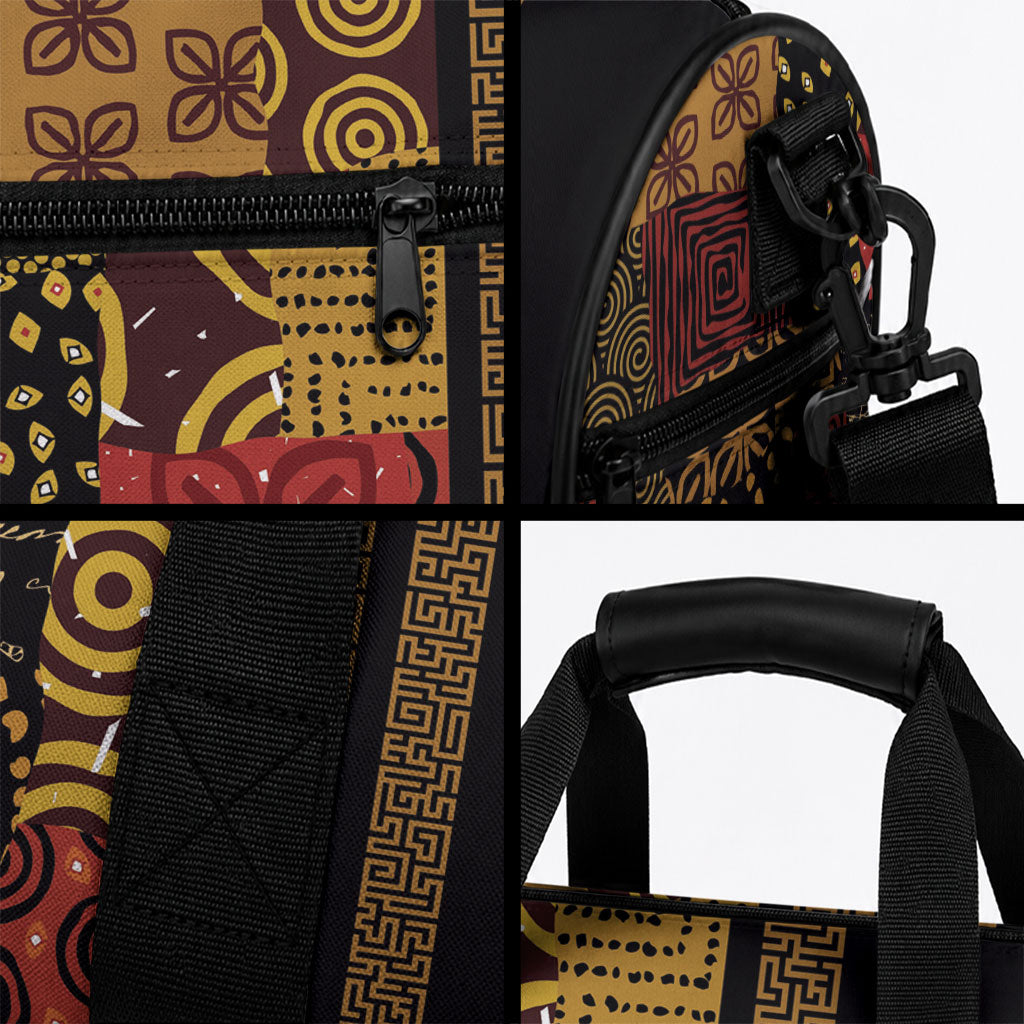 African American Quilt Inspired Duffle Bag Earth Tone African Patchwork Motif