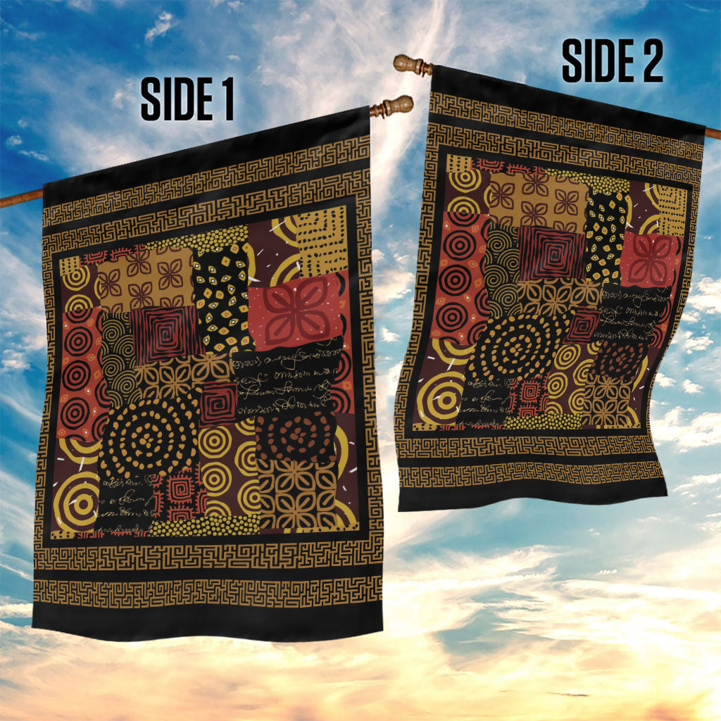African American Quilt Inspired Garden Flag Earth Tone African Patchwork Motif