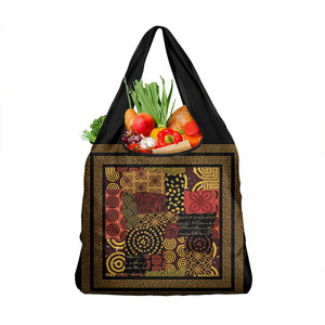 African American Quilt Inspired Grocery Bag Earth Tone African Patchwork Motif