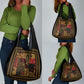 African American Quilt Inspired Grocery Bag Earth Tone African Patchwork Motif