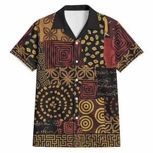 African American Quilt Inspired Hawaiian Shirt Earth Tone African Patchwork Motif