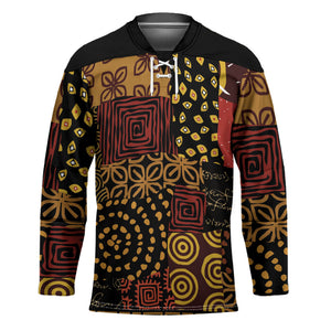 African American Quilt Inspired Hockey Jersey Earth Tone African Patchwork Motif