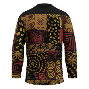 African American Quilt Inspired Hockey Jersey Earth Tone African Patchwork Motif