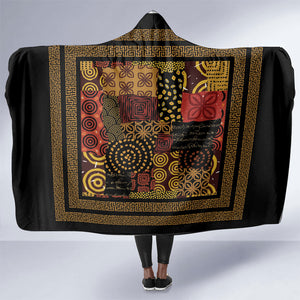 African American Quilt Inspired Hooded Blanket Earth Tone African Patchwork Motif