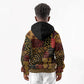 African American Quilt Inspired Kid Hoodie Earth Tone African Patchwork Motif