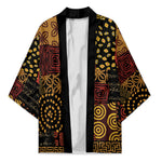 African American Quilt Inspired Kimono Earth Tone African Patchwork Motif