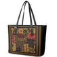 African American Quilt Inspired Leather Tote Bag Earth Tone African Patchwork Motif