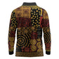African American Quilt Inspired Long Sleeve Polo Shirt Earth Tone African Patchwork Motif