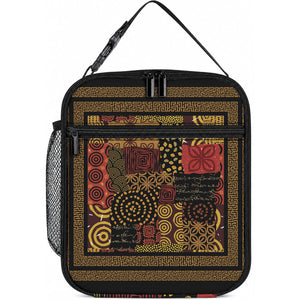 African American Quilt Inspired Lunch Bag Earth Tone African Patchwork Motif
