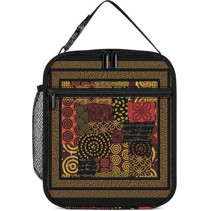 African American Quilt Inspired Lunch Bag Earth Tone African Patchwork Motif