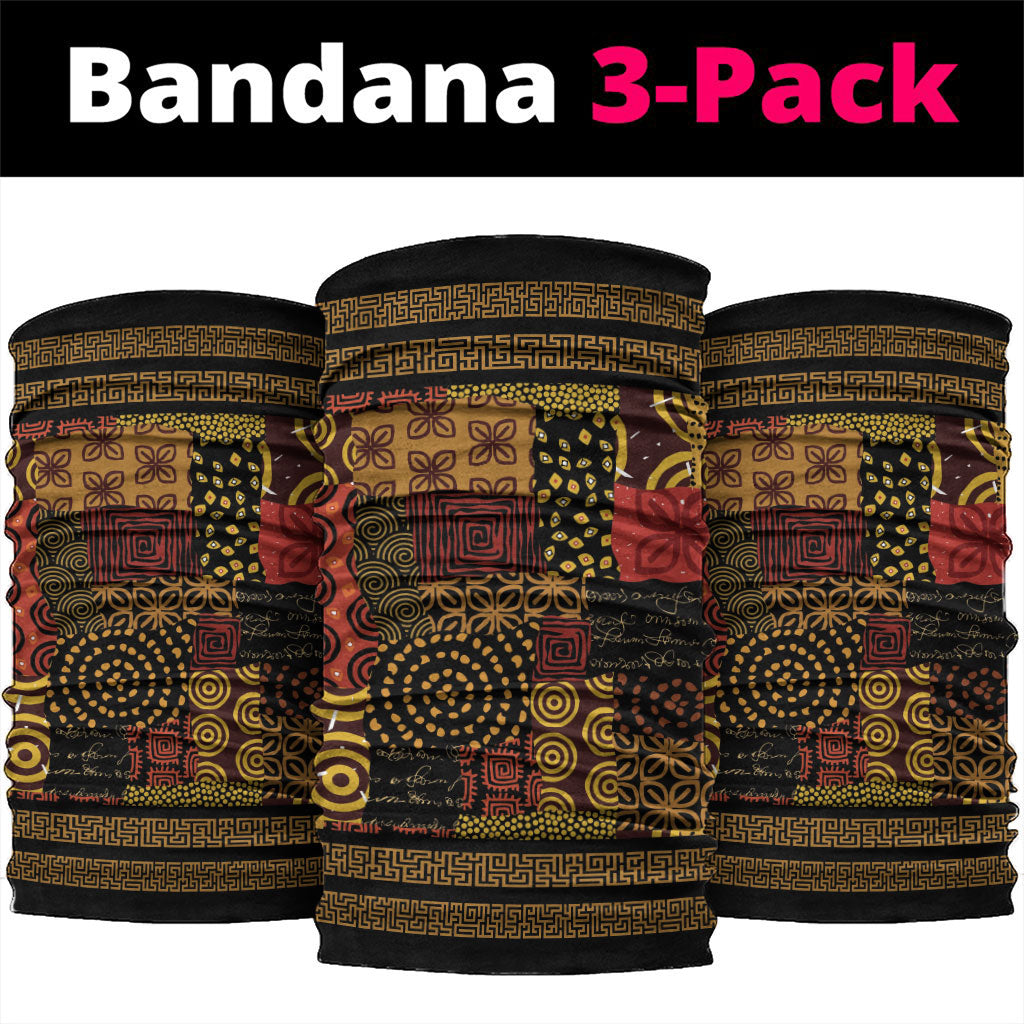 African American Quilt Inspired Neck Gaiter Earth Tone African Patchwork Motif