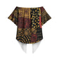 African American Quilt Inspired Off Shoulder Wrap Waist Top Earth Tone African Patchwork Motif