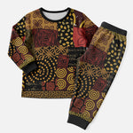 African American Quilt Inspired Christmas Pajama Set Earth Tone African Patchwork Motif