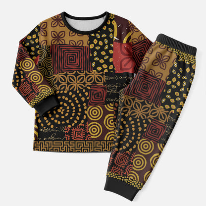 African American Quilt Inspired Christmas Pajama Set Earth Tone African Patchwork Motif