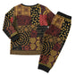 African American Quilt Inspired Christmas Pajama Set Earth Tone African Patchwork Motif