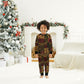 African American Quilt Inspired Christmas Pajama Set Earth Tone African Patchwork Motif