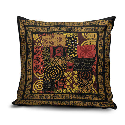 African American Quilt Inspired Pillow Cover Earth Tone African Patchwork Motif