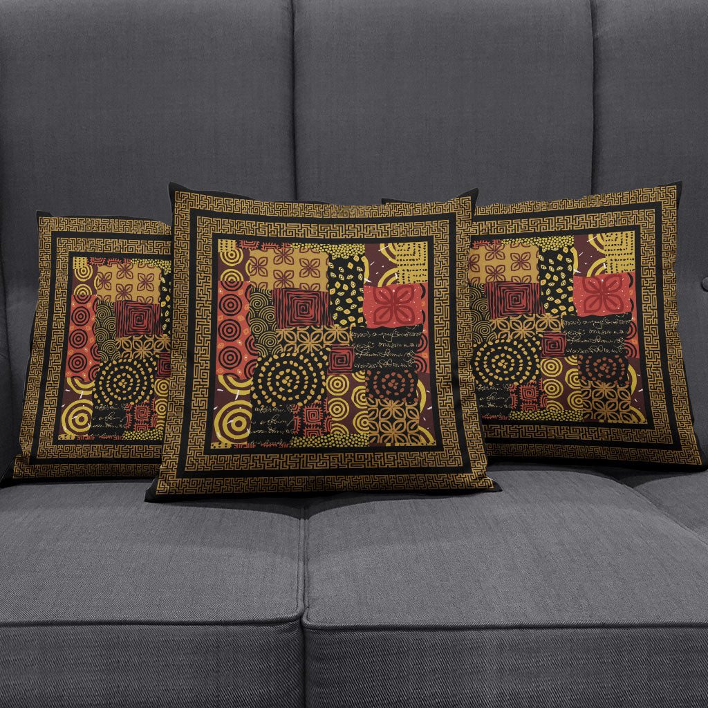 African American Quilt Inspired Pillow Cover Earth Tone African Patchwork Motif