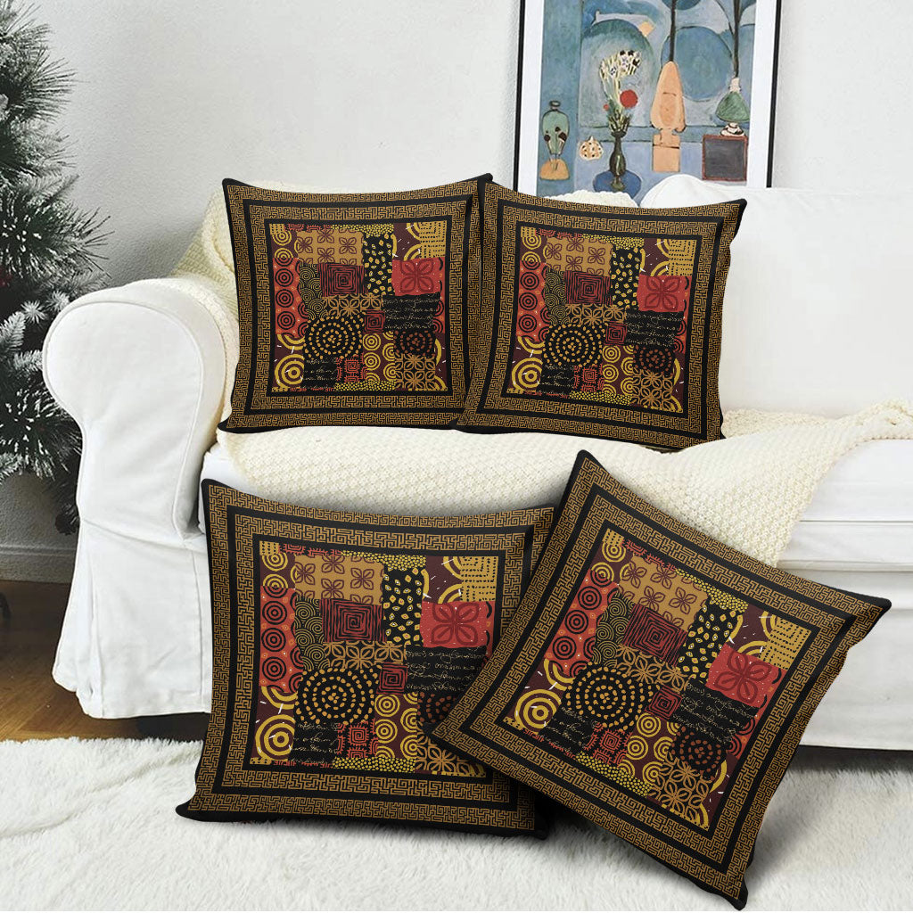 African American Quilt Inspired Pillow Cover Earth Tone African Patchwork Motif