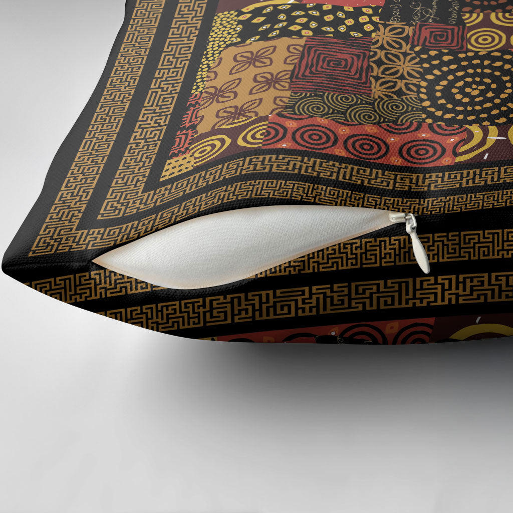 African American Quilt Inspired Pillow Cover Earth Tone African Patchwork Motif