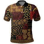 African American Quilt Inspired Polo Shirt Earth Tone African Patchwork Motif
