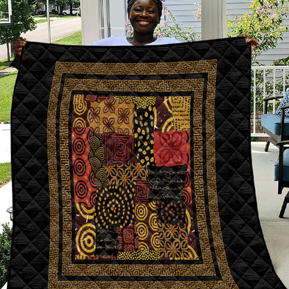 African American Quilt Inspired Quilt Earth Tone African Patchwork Motif