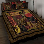 African American Quilt Inspired Quilt Bed Set Earth Tone African Patchwork Motif