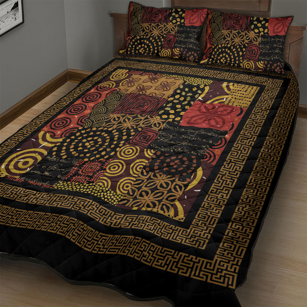 African American Quilt Inspired Quilt Bed Set Earth Tone African Patchwork Motif
