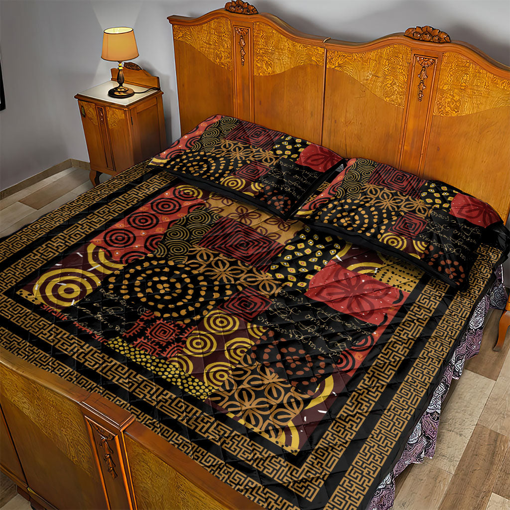 African American Quilt Inspired Quilt Bed Set Earth Tone African Patchwork Motif