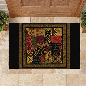 African American Quilt Inspired Rubber Doormat Earth Tone African Patchwork Motif