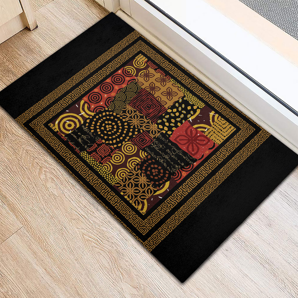 African American Quilt Inspired Rubber Doormat Earth Tone African Patchwork Motif