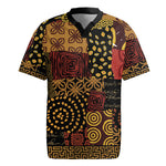 African American Quilt Inspired Rugby Jersey Earth Tone African Patchwork Motif