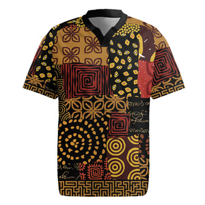 African American Quilt Inspired Rugby Jersey Earth Tone African Patchwork Motif