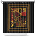 African American Quilt Inspired Shower Curtain Earth Tone African Patchwork Motif