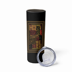 African American Quilt Inspired Skinny Tumbler Earth Tone African Patchwork Motif
