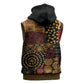 African American Quilt Inspired Sleeveless Zip Hoodie Earth Tone African Patchwork Motif