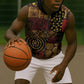 African American Quilt Inspired Sleeveless Zip Hoodie Earth Tone African Patchwork Motif