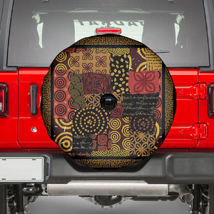 African American Quilt Inspired Spare Tire Cover Earth Tone African Patchwork Motif