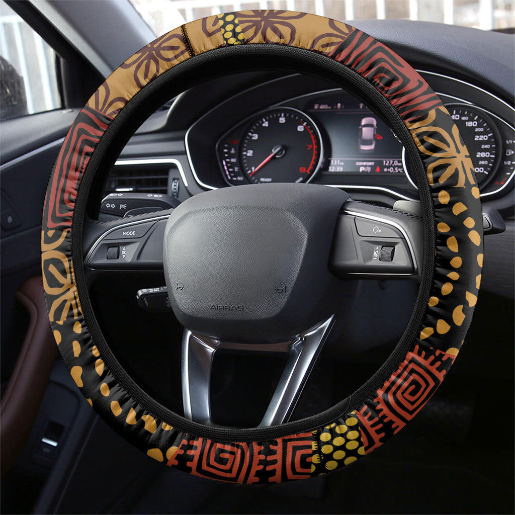African American Quilt Inspired Steering Wheel Cover Earth Tone African Patchwork Motif