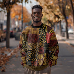 African American Quilt Inspired Sweatshirt Earth Tone African Patchwork Motif