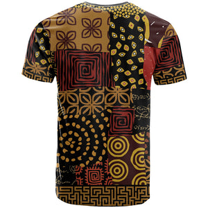 African American Quilt Inspired T shirt Earth Tone African Patchwork Motif