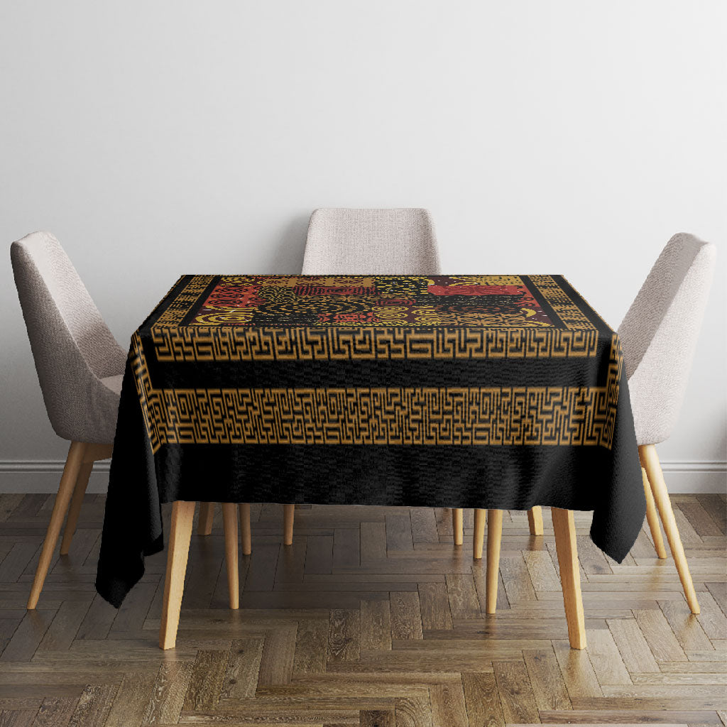 African American Quilt Inspired Tablecloth Earth Tone African Patchwork Motif
