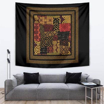 African American Quilt Inspired Tapestry Earth Tone African Patchwork Motif