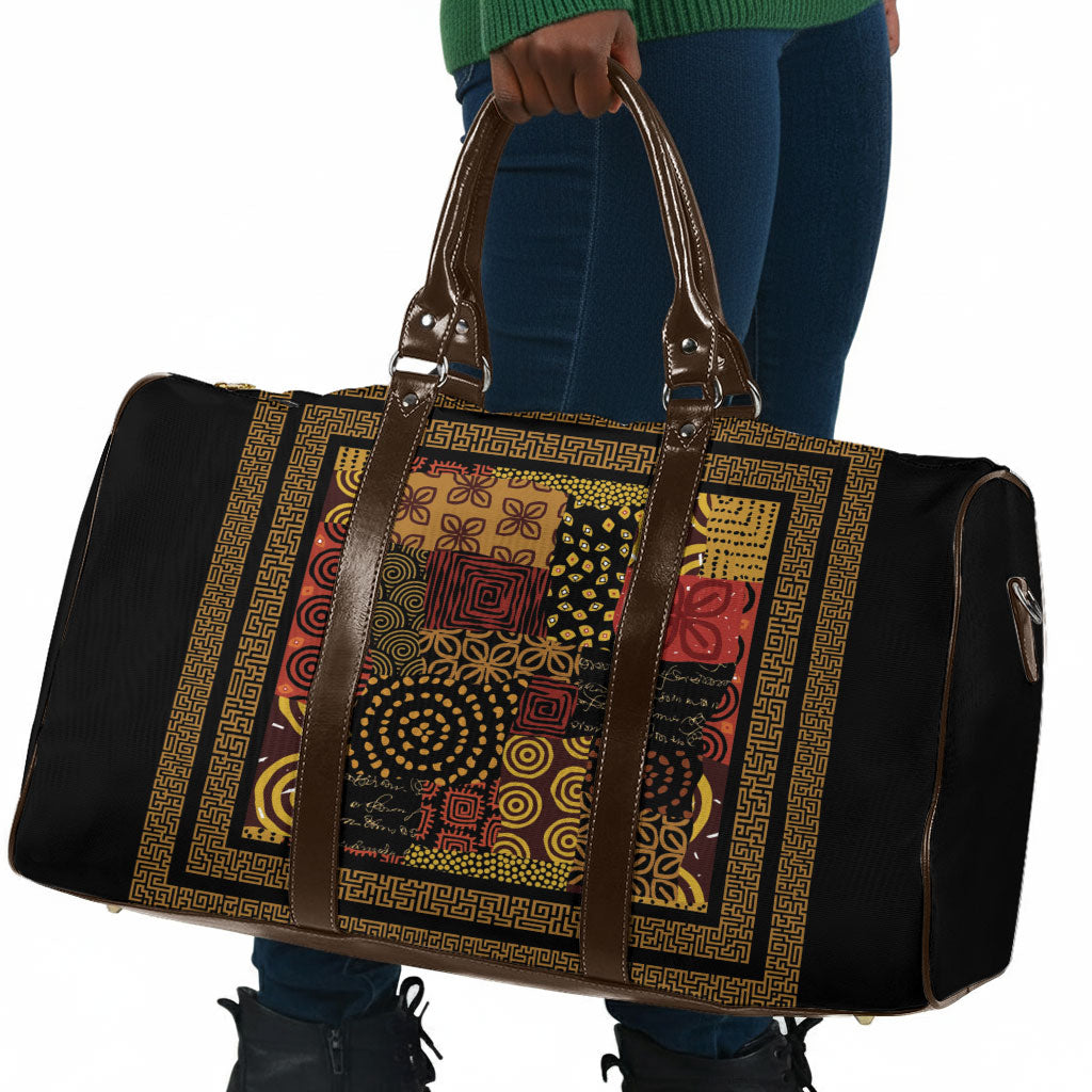 African American Quilt Inspired Travel Bag Earth Tone African Patchwork Motif