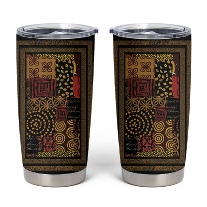 African American Quilt Inspired Tumbler Cup Earth Tone African Patchwork Motif