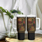 African American Quilt Inspired Tumbler With Handle Earth Tone African Patchwork Motif